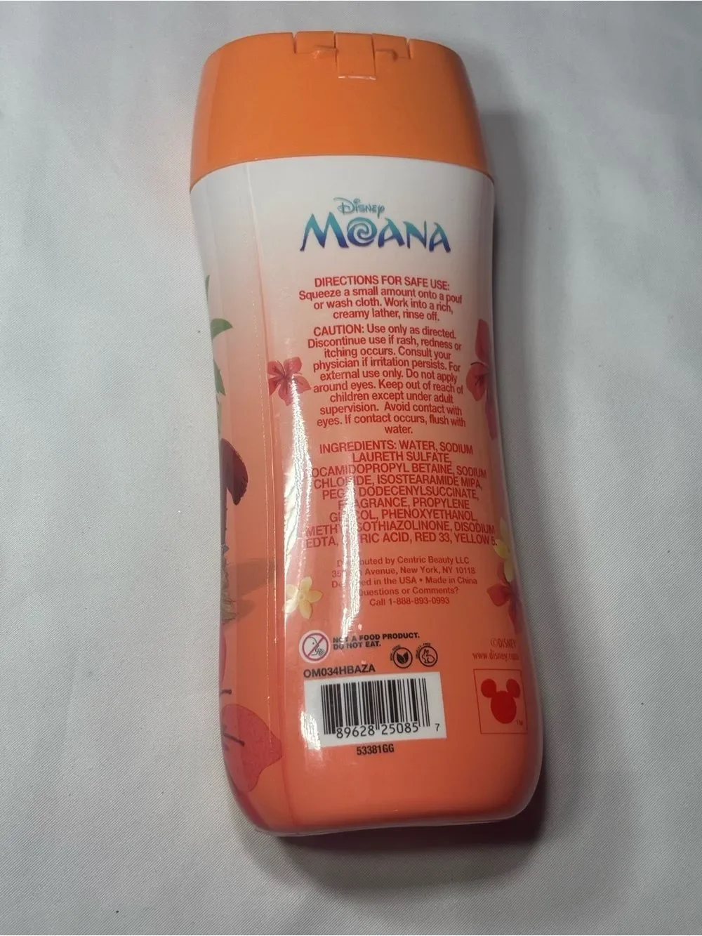 New Disney Moana Kids Hibiscus Body Wash with Orange Cap
